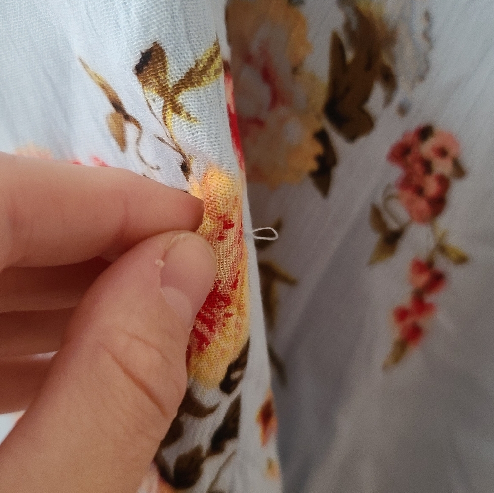 Light Blue Floral Wrap Dress with Ruffle Details - Picture 5 of 8